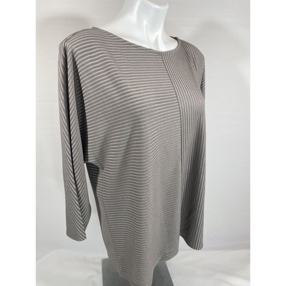 Chicos Womens Textured Stripe Top Size‎ 2 Scoop Neck - Picture 9 of 12